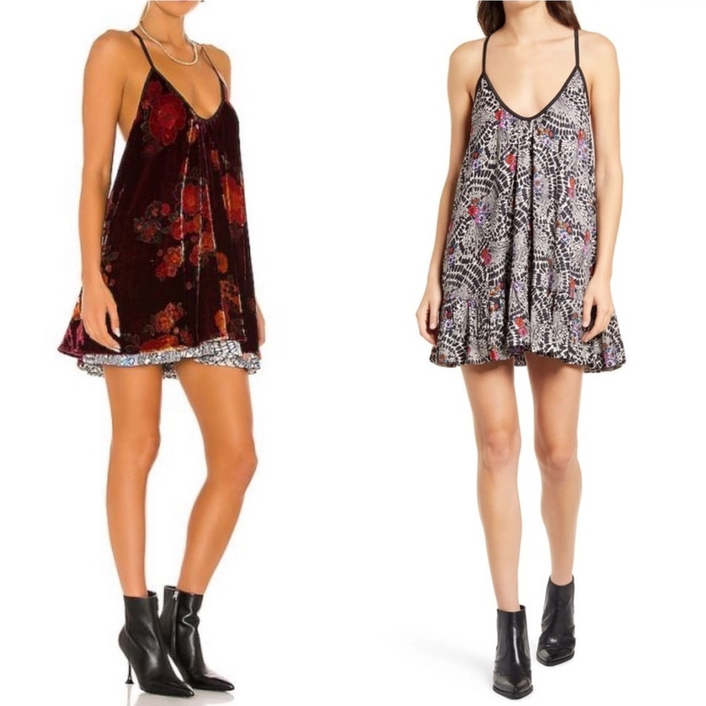 Free People Two Faced Reversible Swing Bogo Floral Print Mini Dress Size Xs